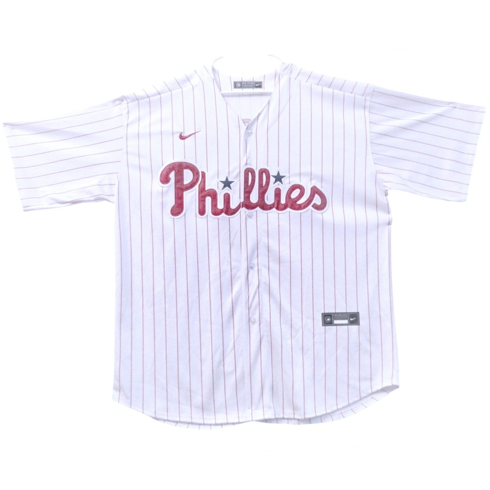 Nike MLB Jersey B.Marsh #16 Philadelphia Phillies Men XXXXL White Red Pinstripe - Picture 3 of 11